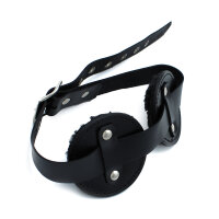 Kiotos Black Leather Blindfold with Adjustable Eye Patches