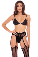 Straight Up 3 Pc Garter Set Black S/M - M/L