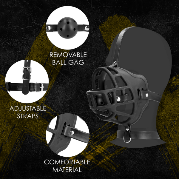 Muzzle with Removable Ball Gag - Black
