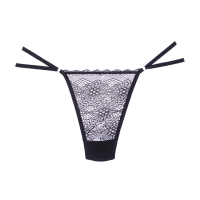 Allure Lace and Mesh Thong One Size Black