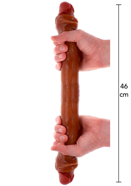 ToyJoy Get Real Silicone Foreskin Double Dong 46 cm Caramel skin tone