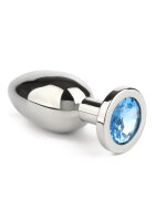 Mr. Steel Jewled Butt Plug Large Aqua 3,8 cm