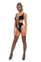 Sin N Chill Bodystocking With Mask Black Onesize - Queensize