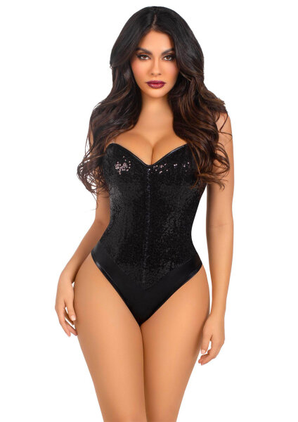Leg Avenue Sequin Boned Crotch Bodysuit S