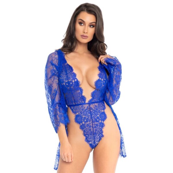 Leg Avenue Teddy And Robe Blue S - L