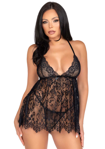 Leg Avenue Florale Spitze Babydoll & G-String schwarz S - L