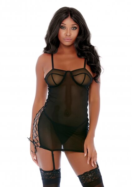 Forplay Ring It On Nightgown Set Kleid mit Slip schwarz M - XL