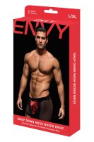 Envy Snap Down Mesh Boxer Brief Black Red S/M - L/XL