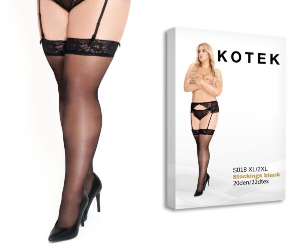 KOTEK Strapsstr&uuml;mpfe Schwarz XL/2XL - 3XL/4XL