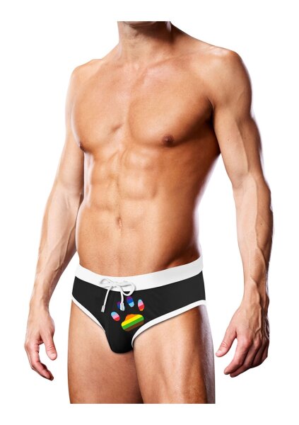 Prowler Badeslip schwarz mit bunten Prowler Tatzenlogo S - XL