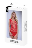 Baci Corset Front Lace Mini Dress Red Onesize - Queensize