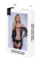 Baci Corset Front Long Sleeve Mini Dress Black Onesize - Queensize