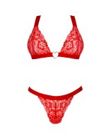 Obsessive Elianes Set BH und String mit Spitze rot XS/S - XL/XXL