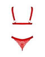Obsessive Elianes Set BH und String mit Spitze rot XS/S - XL/XXL