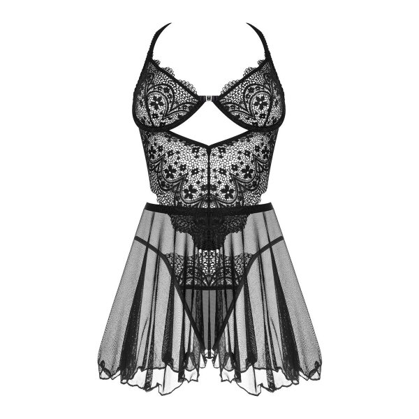 Beauty Night Fashion Dark Mirage chemise & thong black S/M - XXL/3XL