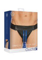 Shots Leder Slip mit Rei&szlig;verschluss Jock blau S/M -...