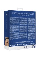 Shots Leder Slip mit Rei&szlig;verschluss Jock blau S/M - L/XL