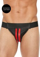 Shots Leder Slip mit Rei&szlig;verschluss Jock rot S/M -...