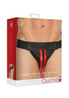 Shots Leder Slip mit Rei&szlig;verschluss Jock rot S/M -...