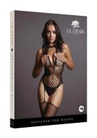Contrast Suspender Bodystocking - Black Onesize - Queensize