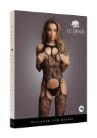 Netz-Strapsbody mit Spitze schwarz Onesize - Queensize