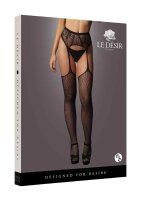 Fishnet and Lace garterbelt stockings Black - Onesize - Queensize