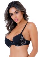 Push-up bra w/ lace racerback Black - 75D - 85D