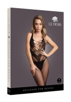 Le D&eacute;sir Bodystocking with Accentuated Lines Black Onesize - Queensize