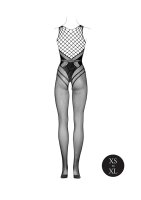 Le D&eacute;sir Bodystocking with Accentuated Lines Black Onesize - Queensize