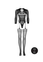 Le D&eacute;sir Bodystocking with Long Sleeves and Short Turtleneck Black Onesize - Queensize