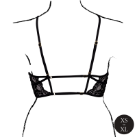 Le D&eacute;sir Open Cup Triangle Bra with Lace and Adjustable Sliders Black Onesize - Queensize