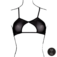Le D&eacute;sir Keyhole Mesh Bra with Double Back Straps and Adjustable Sliders Black Onesize - Queensize