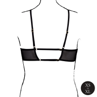 Le D&eacute;sir Keyhole Mesh Bra with Double Back Straps and Adjustable Sliders Black Onesize - Queensize