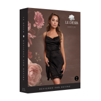 Le D&eacute;sir Open Back Silk Dress with Criss Cross Details and Slit Black Onesize - Queensize