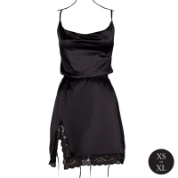 Le D&eacute;sir Open Back Silk Dress with Criss Cross Details and Slit Black Onesize - Queensize