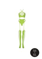 Shots Ouch! UV-Neon Zweiteiler mit Crop Top und Str&uuml;mpfen gr&uuml;n Onesize - Queensize