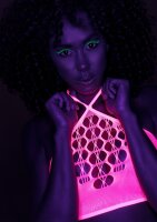 Shots Ouch! UV-Neon Zweiteiler mit Crop Top und Str&uuml;mpfen pink Onesize - Queensize