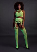 Shots Ouch! UV-Neon Zweiteiler mit Crop Top und Str&uuml;mpfen gr&uuml;n Onesize - Queensize