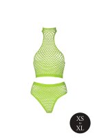 Shots Ouch! UV-Neon Crop Tank Top und Slip mit hoher Taille gr&uuml;n Onesize - Queensize