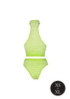 Shots Ouch! UV-Neon Crop Tank Top und Slip mit hoher Taille gr&uuml;n Onesize - Queensize
