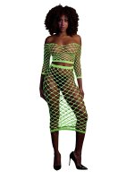 Shots Ouch!  UV-Neon Langarm Crop Top und langer Rock...