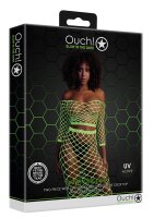 Shots Ouch!  UV-Neon Langarm Crop Top und langer Rock gr&uuml;n Onesize - Queensize