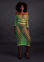 Shots Ouch!  UV-Neon Langarm Crop Top und langer Rock gr&uuml;n Onesize - Queensize