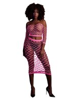 Shots Ouch!  UV-Neon Langarm Crop Top und langer Rock...