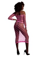 Shots Ouch!  UV-Neon Langarm Crop Top und langer Rock...