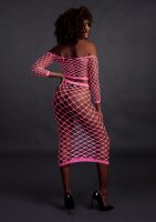 Shots Ouch!  UV-Neon Langarm Crop Top und langer Rock pink Onesize - Queensize