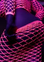 Shots Ouch!  UV-Neon Langarm Crop Top und langer Rock pink Onesize - Queensize