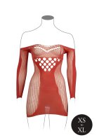 Long-Sleeved Net Mini Dress Red Onesize - Queensize