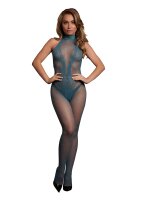Fishnet and Lace Bodystocking Blue Onesize - Queensize