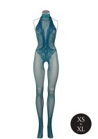 Fishnet and Lace Bodystocking Blue Onesize - Queensize